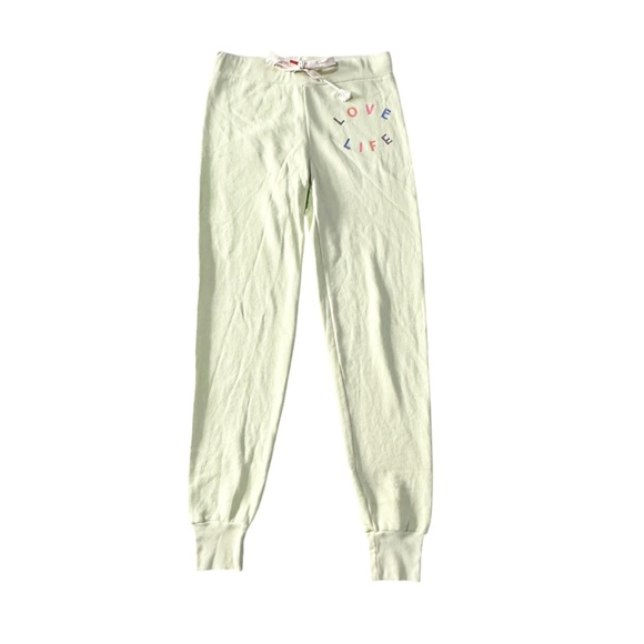 Wildfox Love Life Light Green Jogger Sweatpants Size Small - NWT - Picture 3 of 8